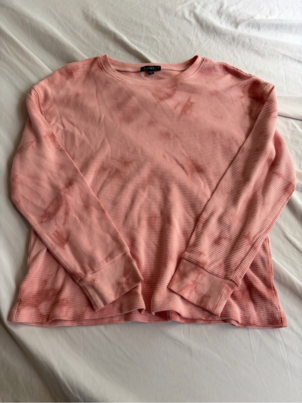 Velvet Heart Women’s Pink Waffle Knit Crewneck Long Sleeve Shirt Size M